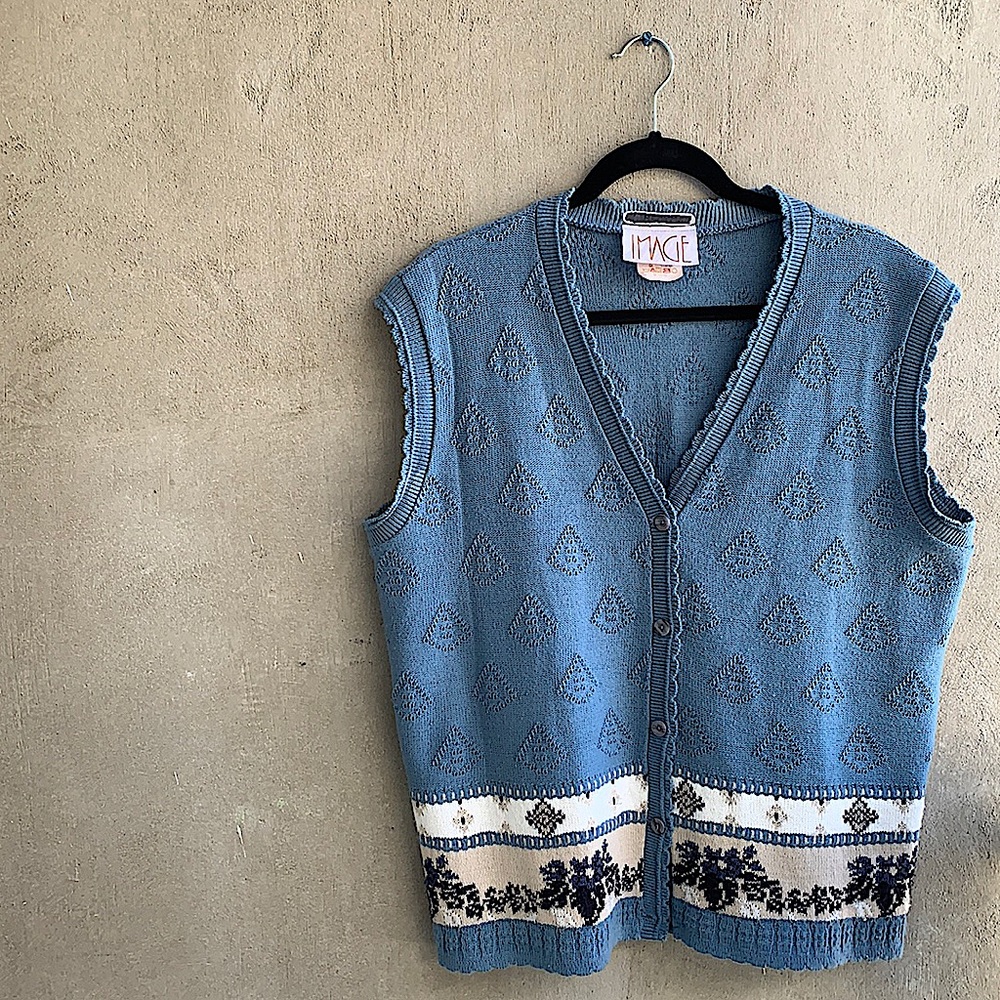 Vintage Blue knitted Sweater Vest